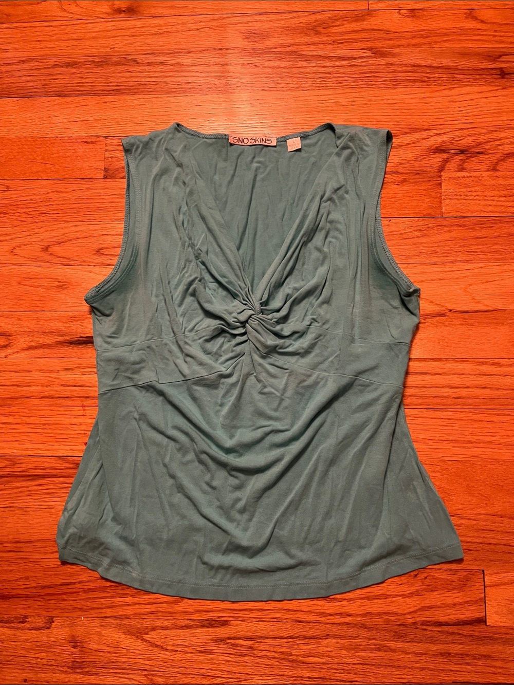 SNO SKINS Teal Knot-Front Sleeveless top- size large